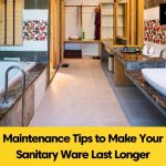 Modern bathroom with sanitary ware by Qamar Al Zeyan, highlighting sinks, bathtub, and stylish interiors.